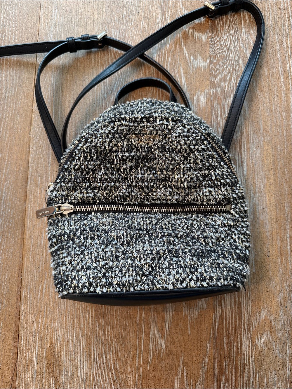 Tweed Mini Backpack – Black & White